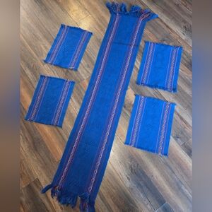 Handwoven Zapotec Table Runner And Placemats! Amazing Colourful Set!